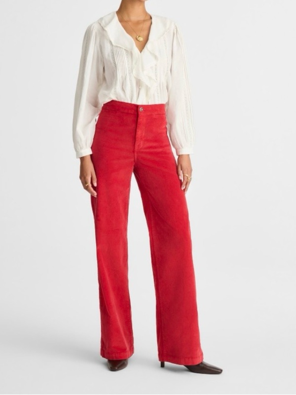 NWT The Wide-Leg Madewell Pants Red Corduroy 31